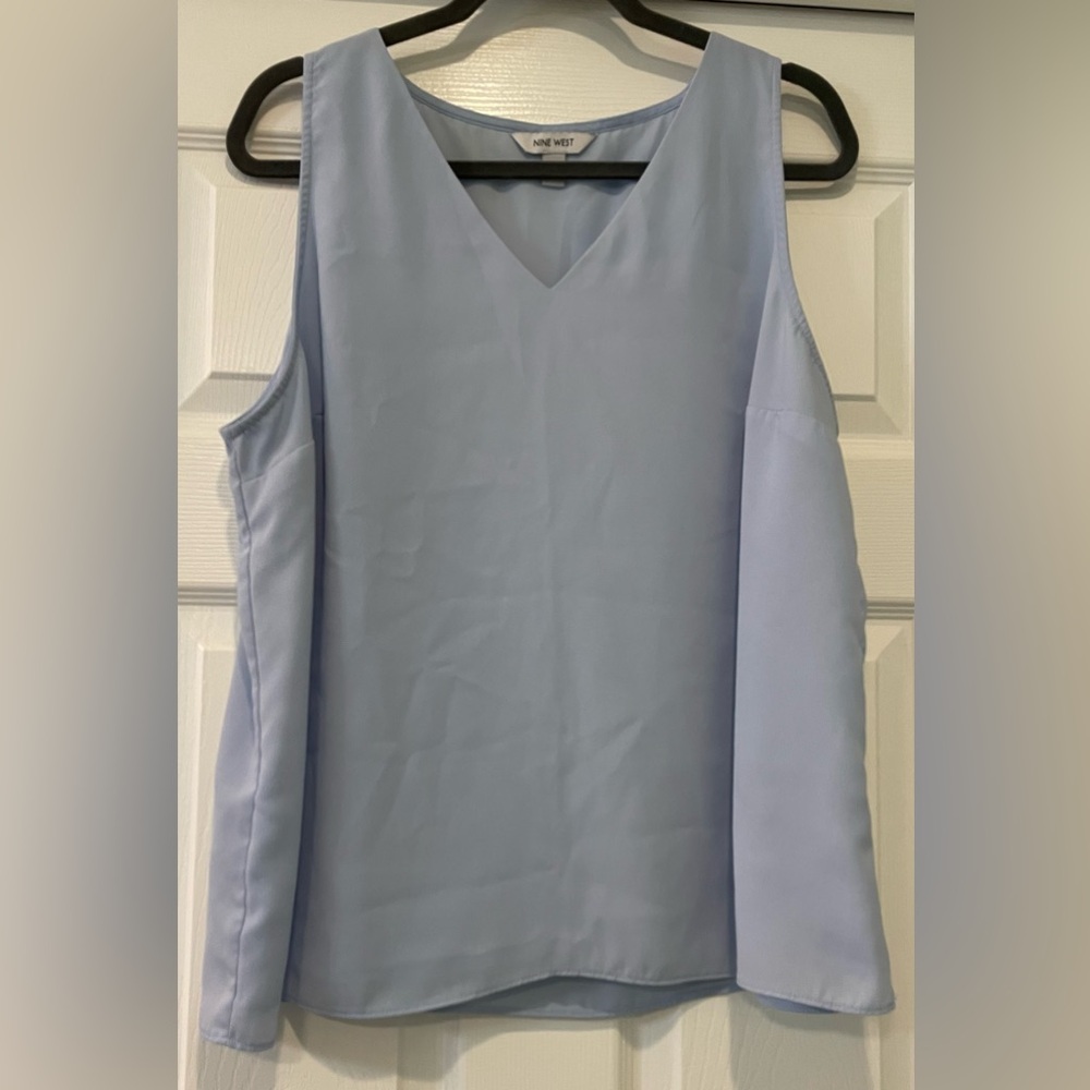 NINE WEST Light Blue V-Neck Sleeveless Top